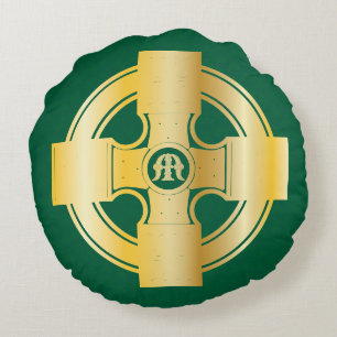 Cojín Redondo Letra Celtic Cross Celtic Knot M Monograma