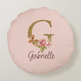 Cojín Redondo Letra de nombre personalizada G Relieve metalizado