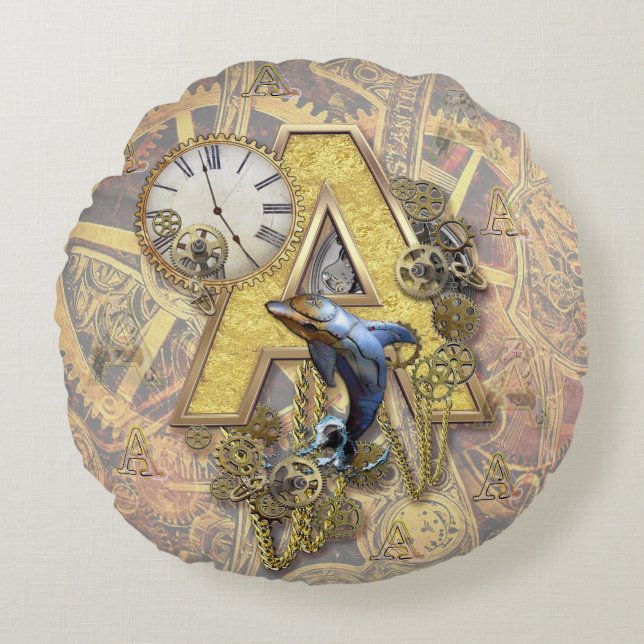 Cojín Redondo Letra mayúscula A del monograma alfabético (Anverso)