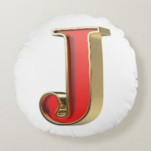Cojín Redondo Letra roja de vidrio J