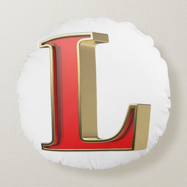 Cojín Redondo Letra roja de vidrio L (Anverso)