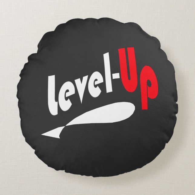 Cojín Redondo Level-Up Black round throw pillow (Anverso)