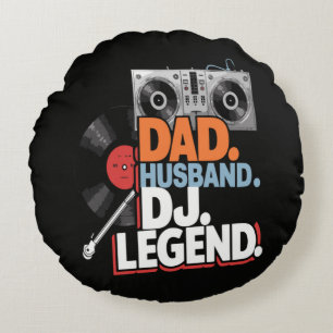 Cojín Redondo Leyenda de DJ, padre y esposo