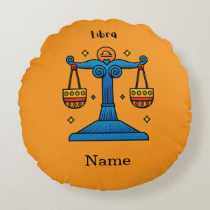 Cojín Redondo Libra Zodiaco Retro Pop Art - Regalo Personalizado