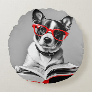Cojín Redondo Libro de lectura de perros
