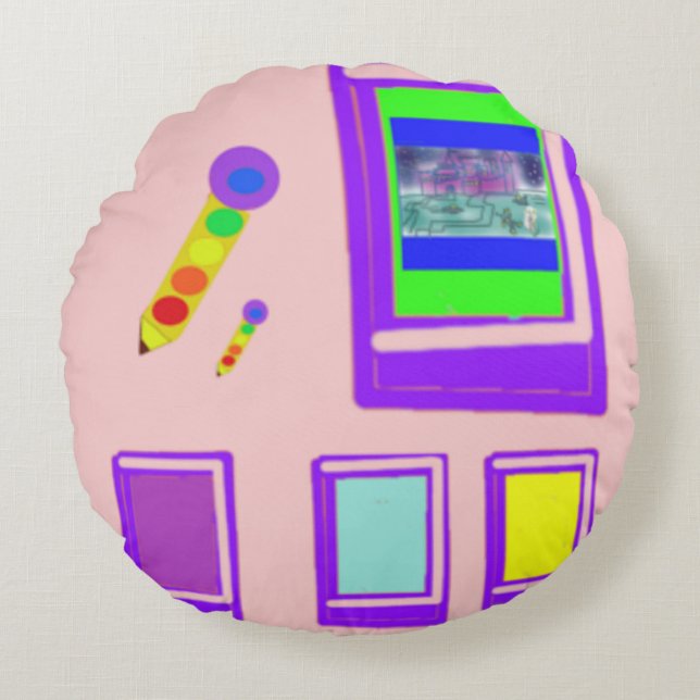 Cojín Redondo Libros Espaciales (Anverso)