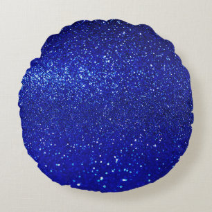 Cojín Redondo Lienzo Purpurina azul brillante