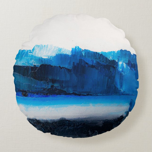 Cojín Redondo Lienzo Resumen: Textura de Arte Moderno. (Anverso)