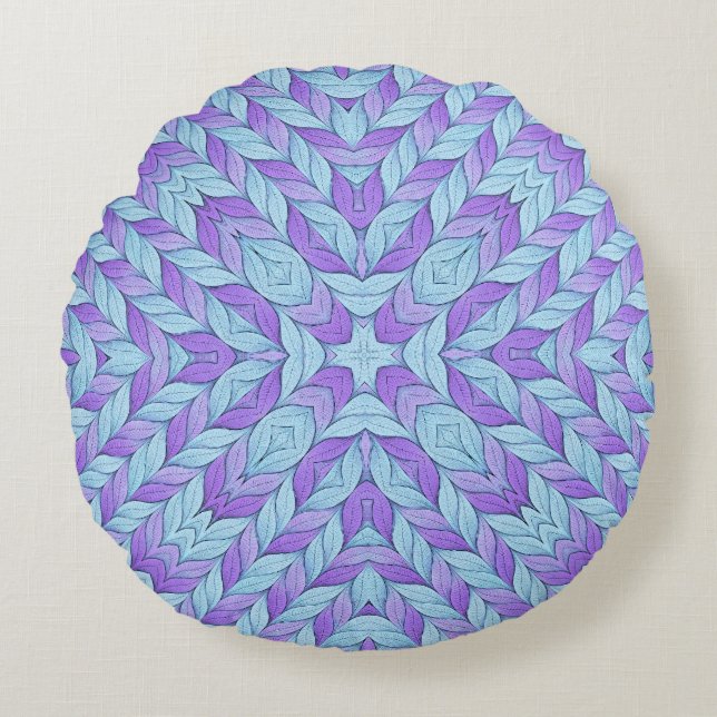 Cojín Redondo Light Amethyst and Pale Aqua Pattern (Anverso)