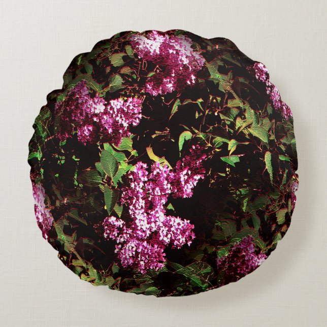 Cojín Redondo Lilacs de primavera......... (Anverso)