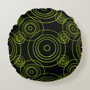 Cojín Redondo Lime Green Rain Ripples
