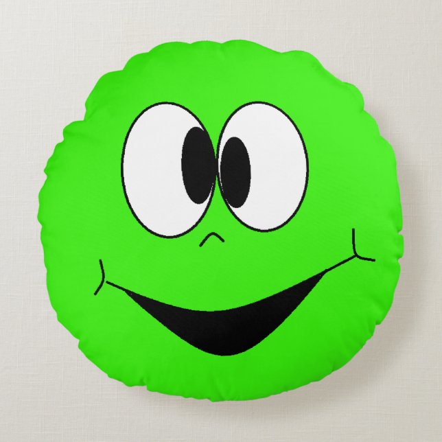 Cojín Redondo Lime Green Silly Googly Eyes Face Pillow (Anverso)