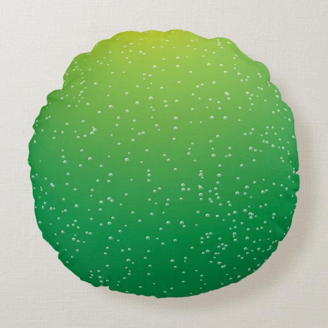 Cojín Redondo Lime Soda con pequeñas burbujas fondo arte (Anverso)