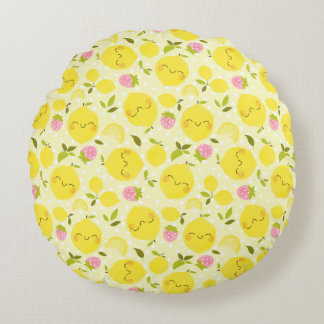 Cojín Redondo Limón de fresa amarillo