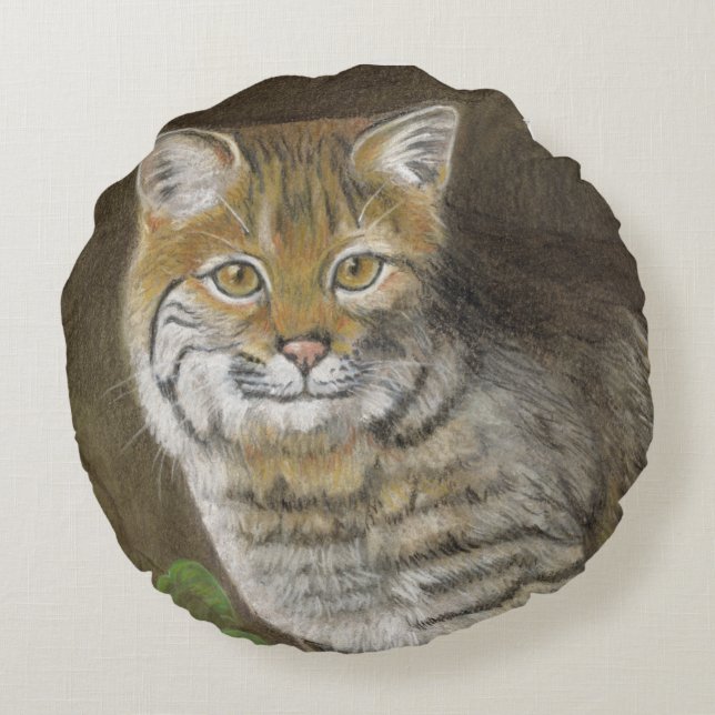 Cojín Redondo Lince rojo (Reverso)