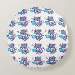 Cojín Redondo linda estudiante perezosa - tal vez mañana estudia