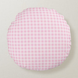 Cojín Redondo Lindo Cuadro de Gingham Rosa