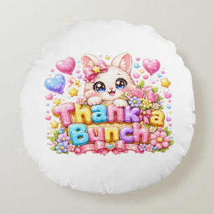 Cojín Redondo Lindo Kawaii Gracias un Montón Nombre de Gato Rosa