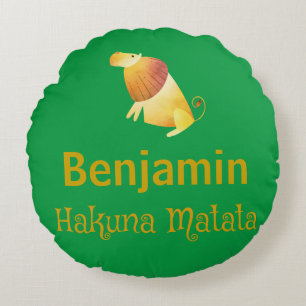 Cojín Redondo Lindo León Safari Hakuna Matata Verde
