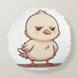 Cojín Redondo Lindo Pájaro Bebé Gruñón Divertido Dibujo Kawaii