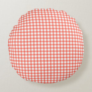 Cojín Redondo Lindo patrón de cuadros escoceses de gingham rojo 