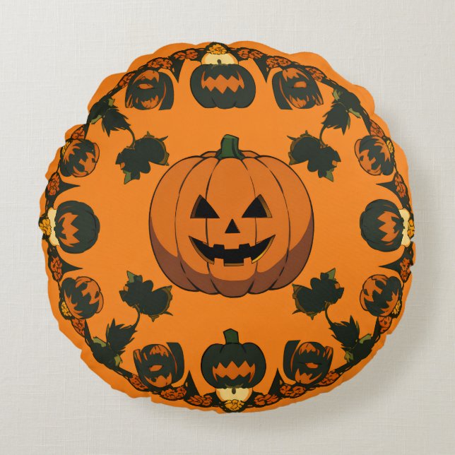 Cojín Redondo lindo patrón de halloween (Anverso)