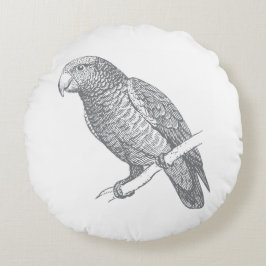 Cojín Redondo Line Art of Parrot (Gray) Fine Art