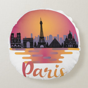 Cojín Redondo Línea aérea de París - Francia Travel