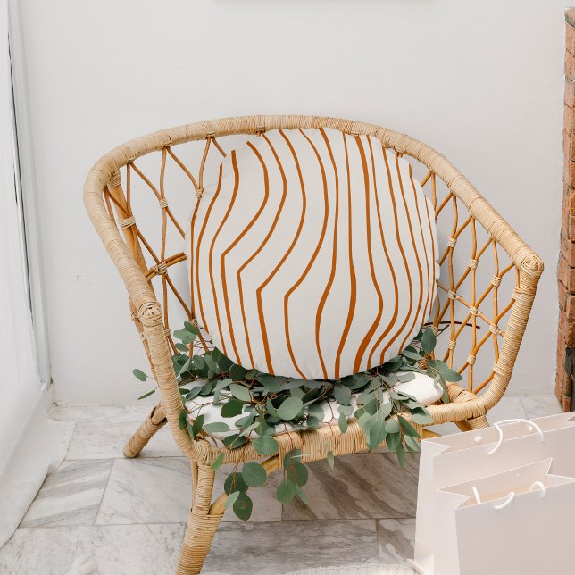 Cojín Redondo Línea marrón Bandas de impresión de cebra moderna  (Subido por el creador)