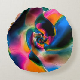 Cojín Redondo Líneas abstractas de color torcidas en escultura d