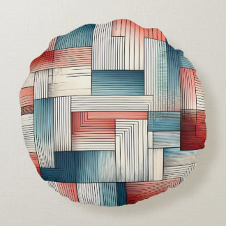 Cojín Redondo Líneas abstractas en armonía