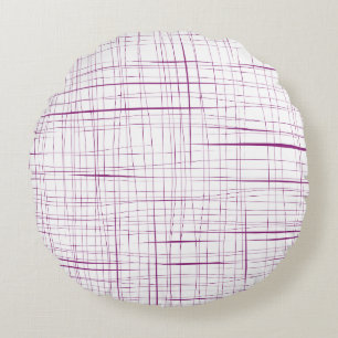 Cojín Redondo Líneas Cruzadas Abstractas Moradas Diseño Moderno