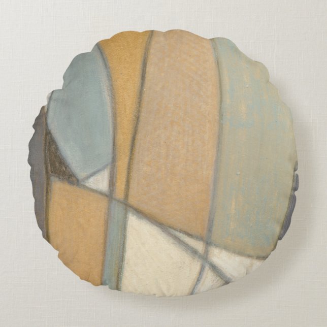 Cojín Redondo Líneas curvadas y tonos de tierra silenciados (Anverso)