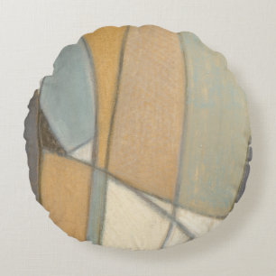 Cojín Redondo Líneas curvadas y tonos mudos de la tierra