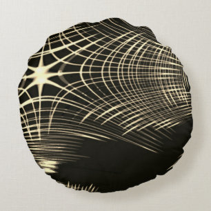 Cojín Redondo Líneas de caqui que se repiten en oleadas y cruzad