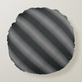 Cojín Redondo Líneas de graduación ultrafinas en blanco y negro