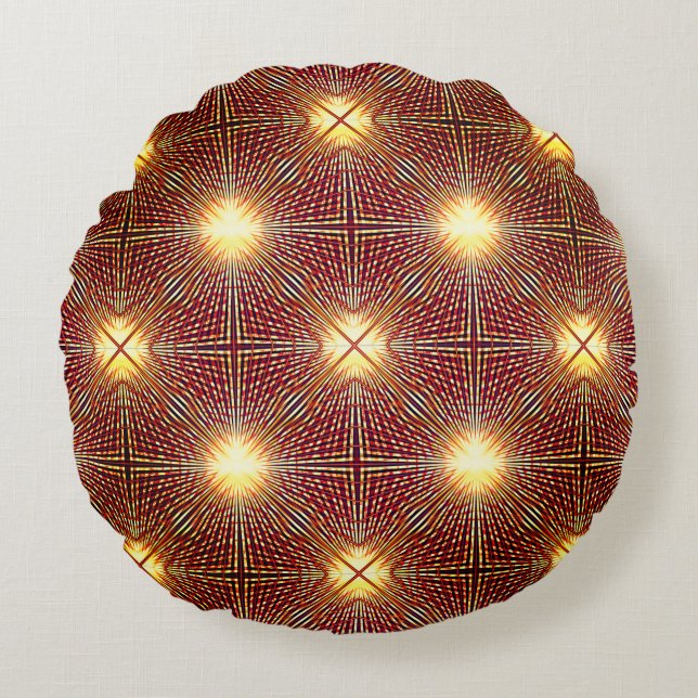 Cojín Redondo Líneas de repetición extrañas que generan círculos (Anverso)