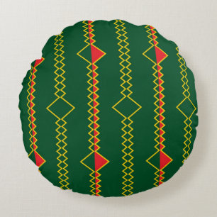 Cojín Redondo Líneas de zigzag verticales Papel digital verde-72