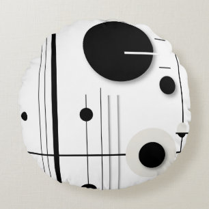 Cojín Redondo Líneas sinfónicas del círculo geométrico minimalis