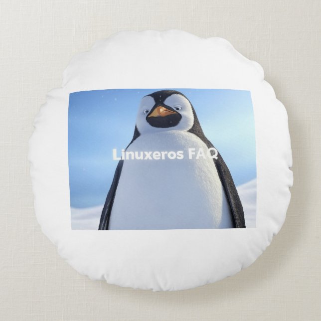 Cojín Redondo Linuxeros FAQ (Anverso)