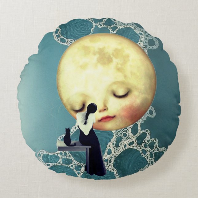 Cojín Redondo Liquid Blue Reverie — Contemporary Art Collection (Anverso)