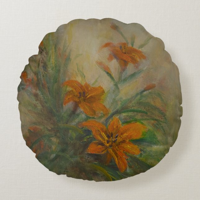 Cojín Redondo Lirios de Tigre (Anverso)