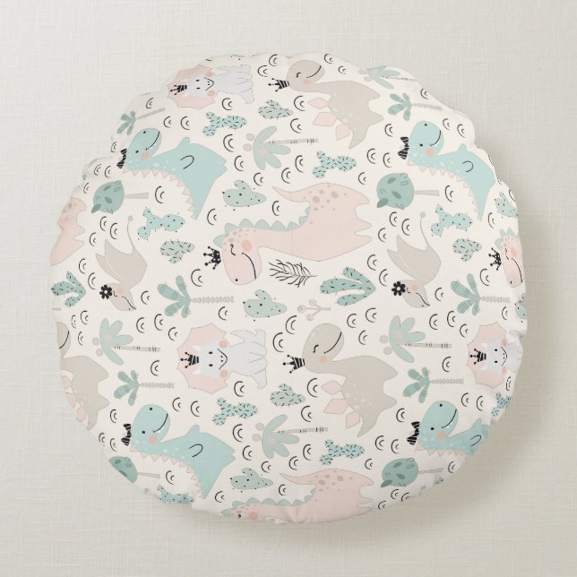 Cojín Redondo Little Dino Delight (Anverso)