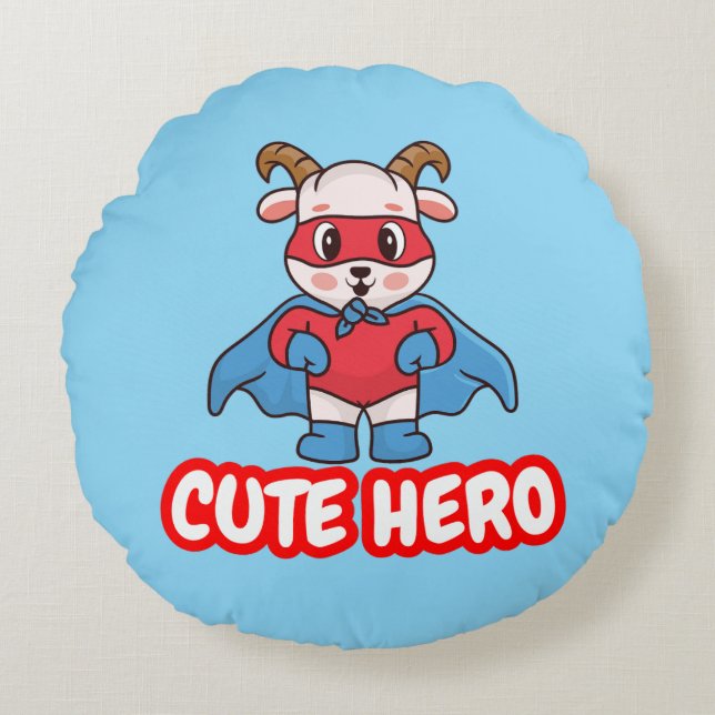 Cojín Redondo Little Hero Cartoon (Anverso)