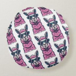 Cojín Redondo Llama dice que rocas | Postura rara en gafas de so