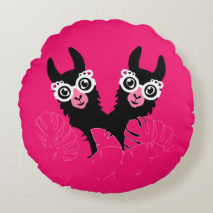 Cojín Redondo Llama Sisters