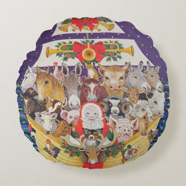 Cojín Redondo Llegada del navidad (Anverso)