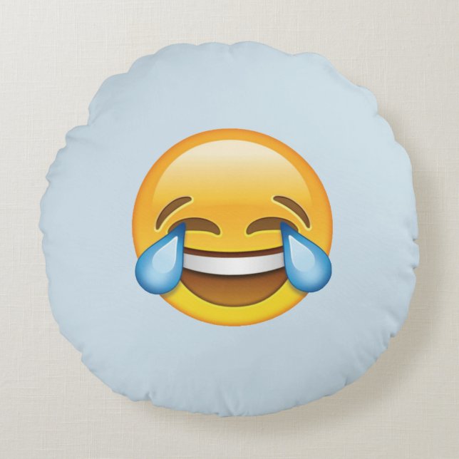 Cojín Redondo Llorando lágrimas de emoji de alegría (Anverso)