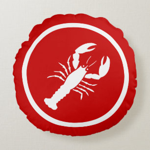 Cojín Redondo Lobster rojo y blanco