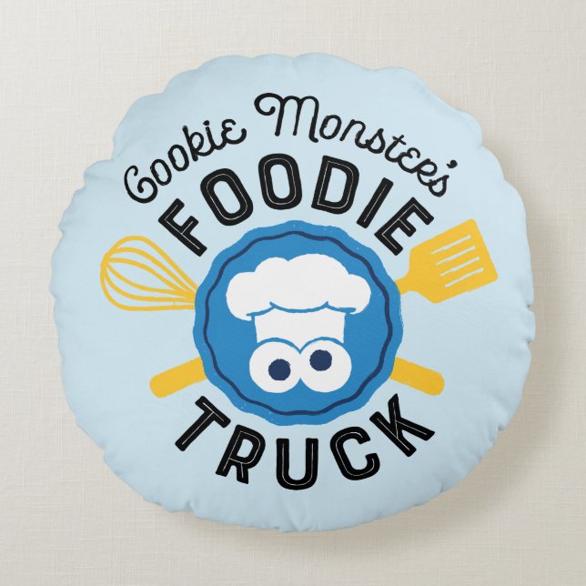 Cojín Redondo Logo de Cookie Monster's Foodie Truck (Anverso)
